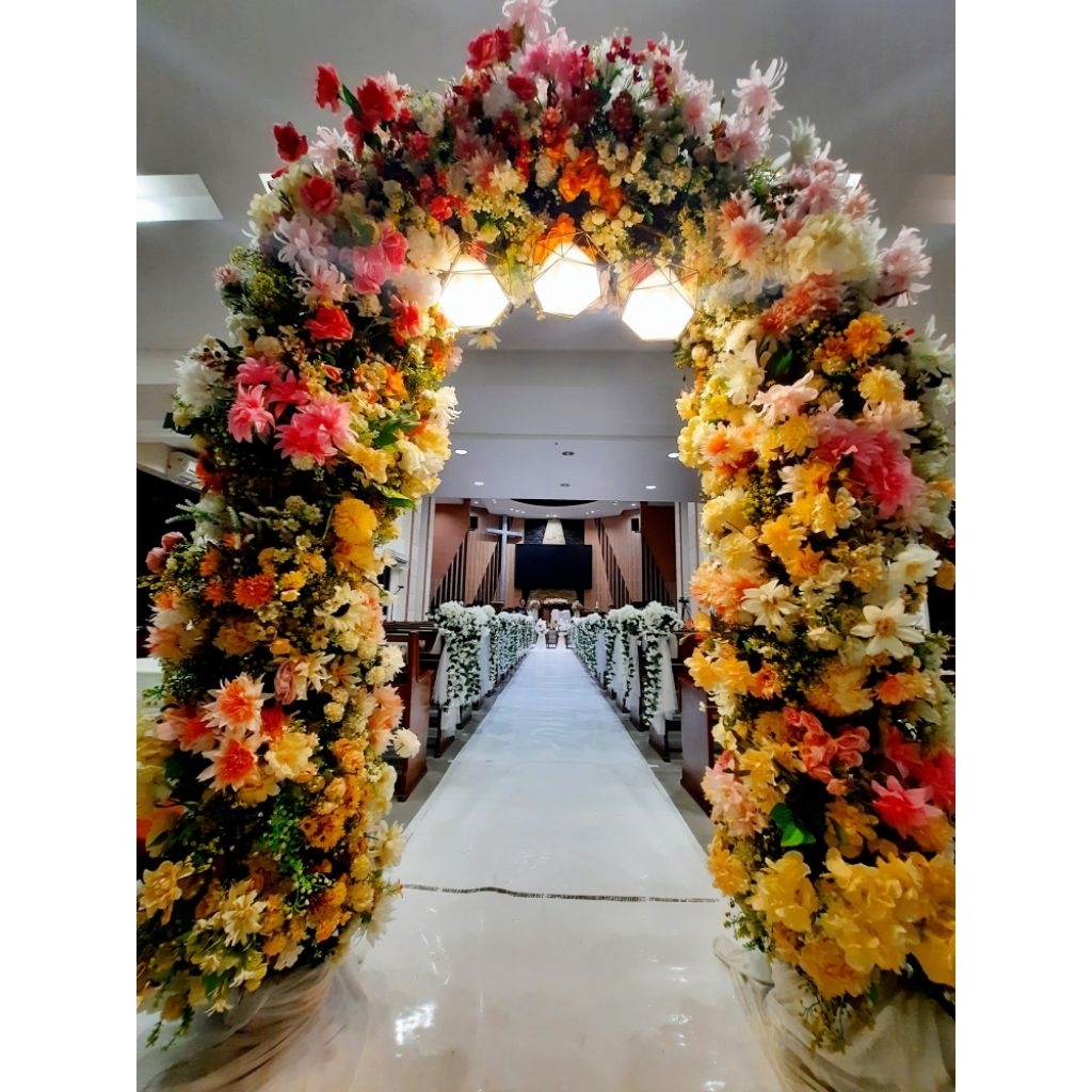 Dekorasi Gereja dekorasi pernikahan dekorasi pemberkatan + entrance gate + 4 standing flower