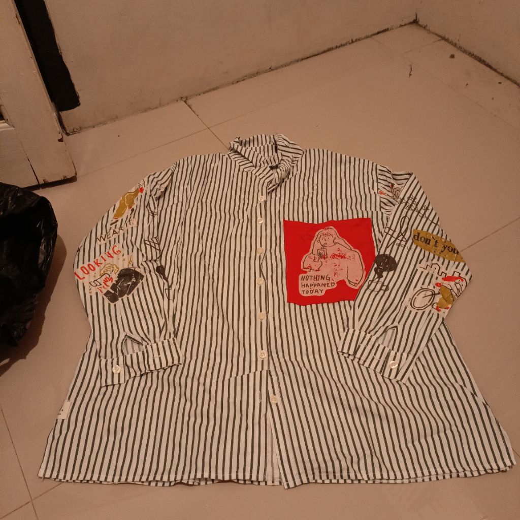 PL Baju Kemeja salur jumbo print bekas second