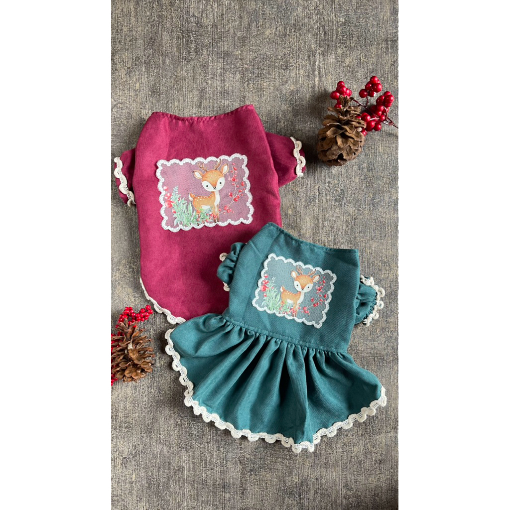 dress rudolf lucu dress natal anabul baju doggy cat kucing