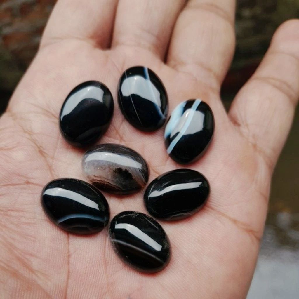 batu akik natural sulaiman hitam 18x13 mm