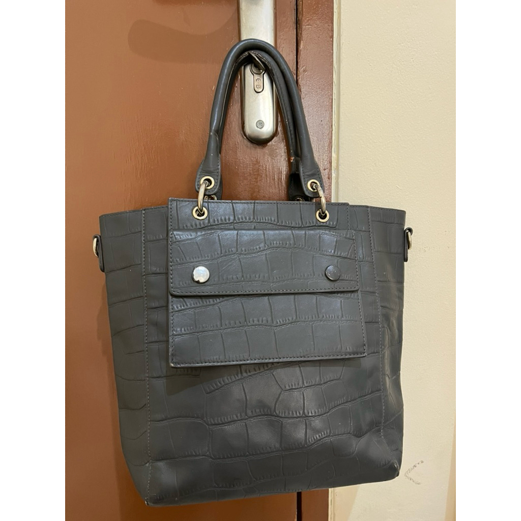 Tas Preloved Tote Bag Top Handle Kulit Asli