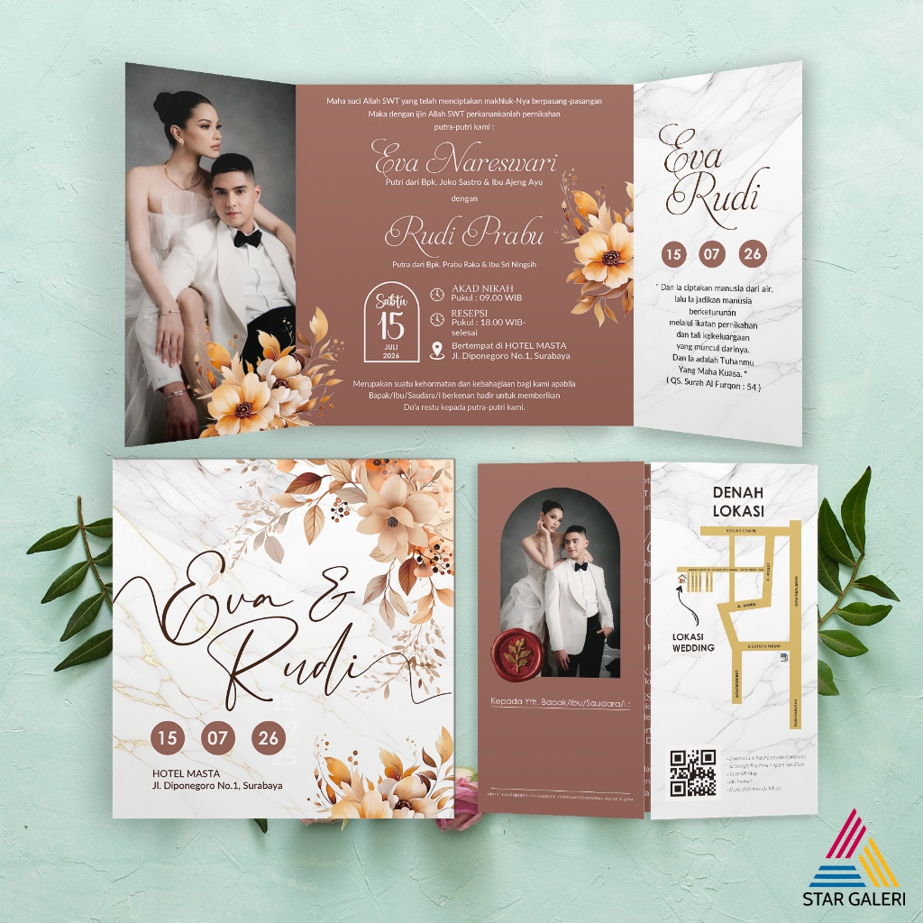Undangan Pernikahan Aesthetic - Undangan Glossy Custom & Free Foto, Undangan Nikah Mewah