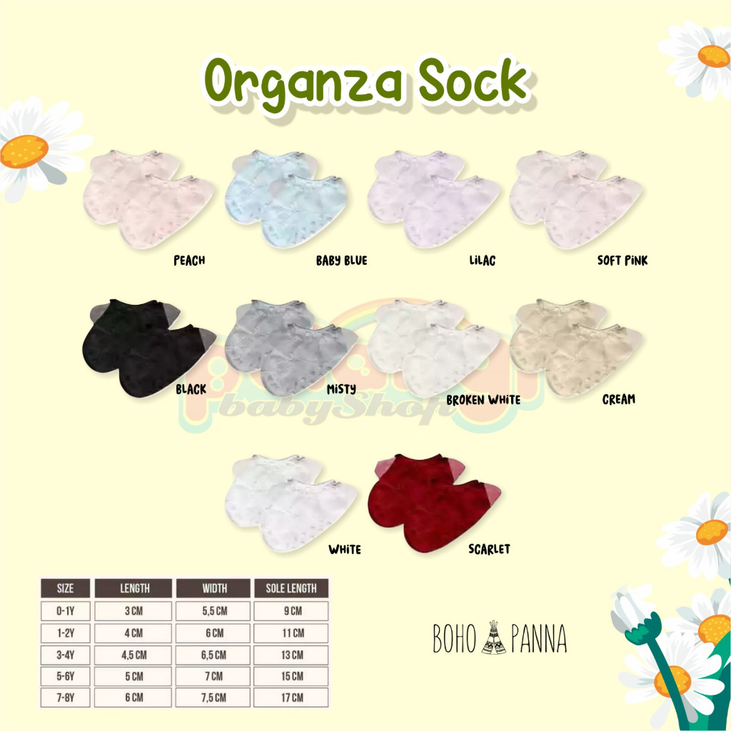 BOHOPANNA|BOHO|BOHOPANNA ORGANZA SOCK|KAOS KAKI ANAK|KAOS KAKI RENDA