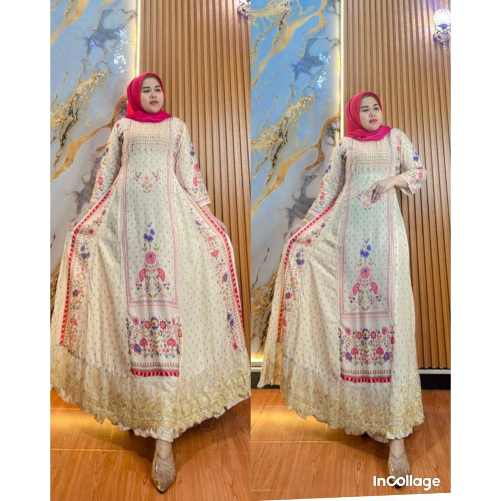 gamis hindi Lidah anjeli bordir