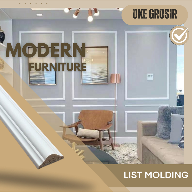 20 Pcs - Molding dinding pvc Lebar 4cm x 3meter harga grosir/list molding pvc premium/molding dindin