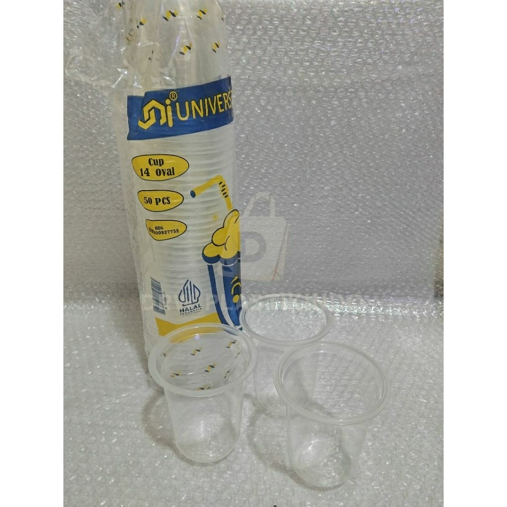 Gelas Plastik Bening Oval 14 oz , 16 oz