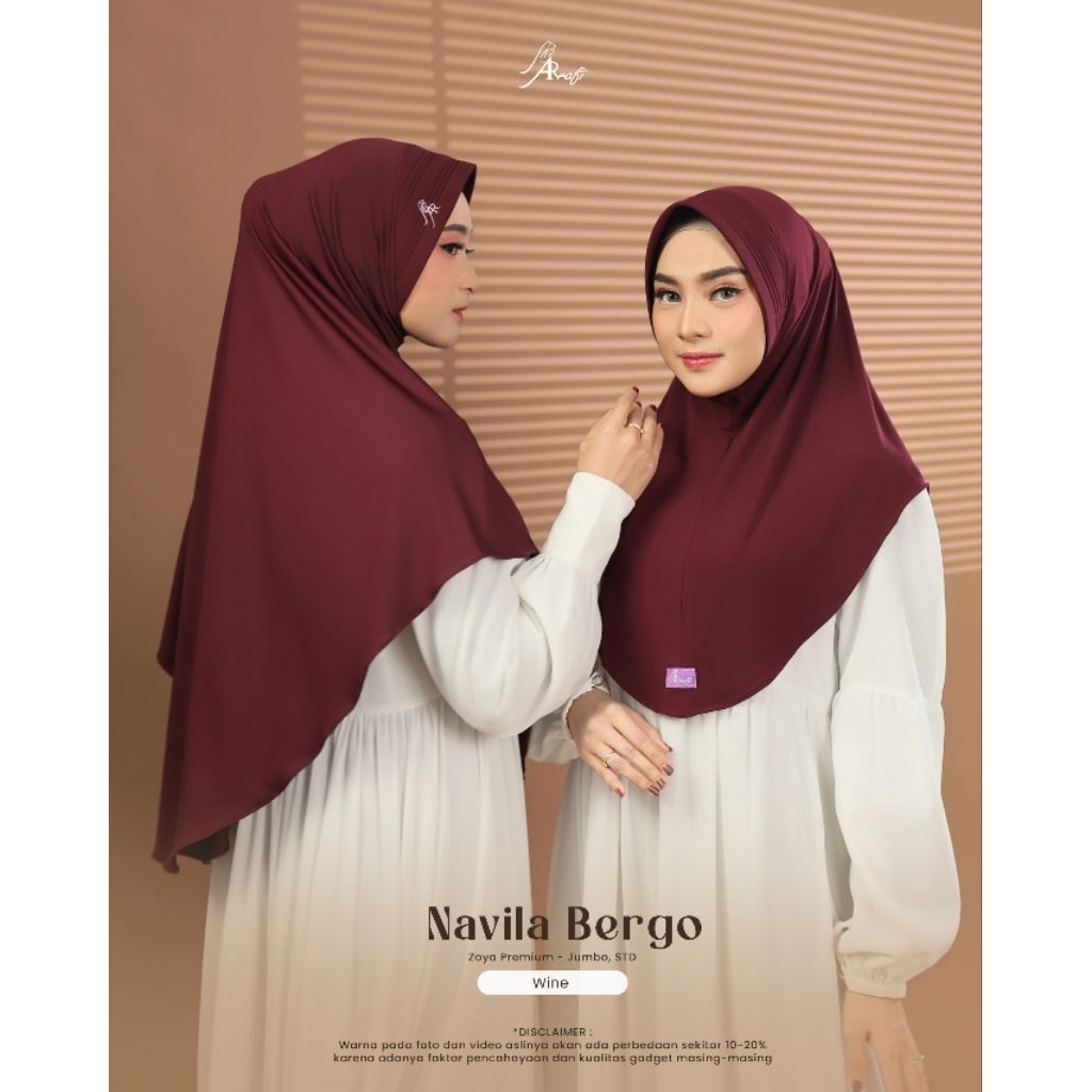 Navila Bergo Instant Hijab Arrafi Medium Hijab Arrafi Jumbo Hijab Instabt Brand Arrafi