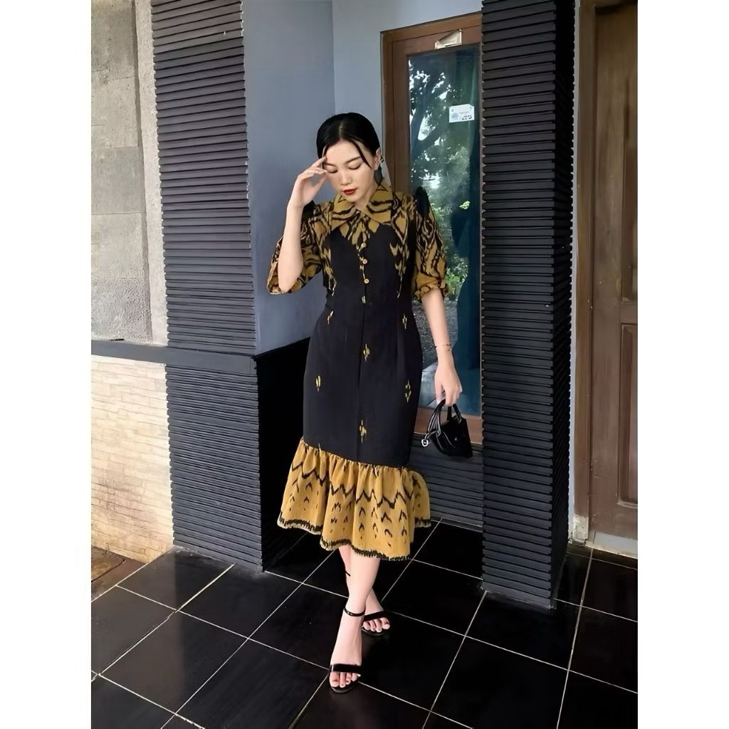 Baju tenun wanita dress tenun ikat dress kerja baju kerja kemeja pria