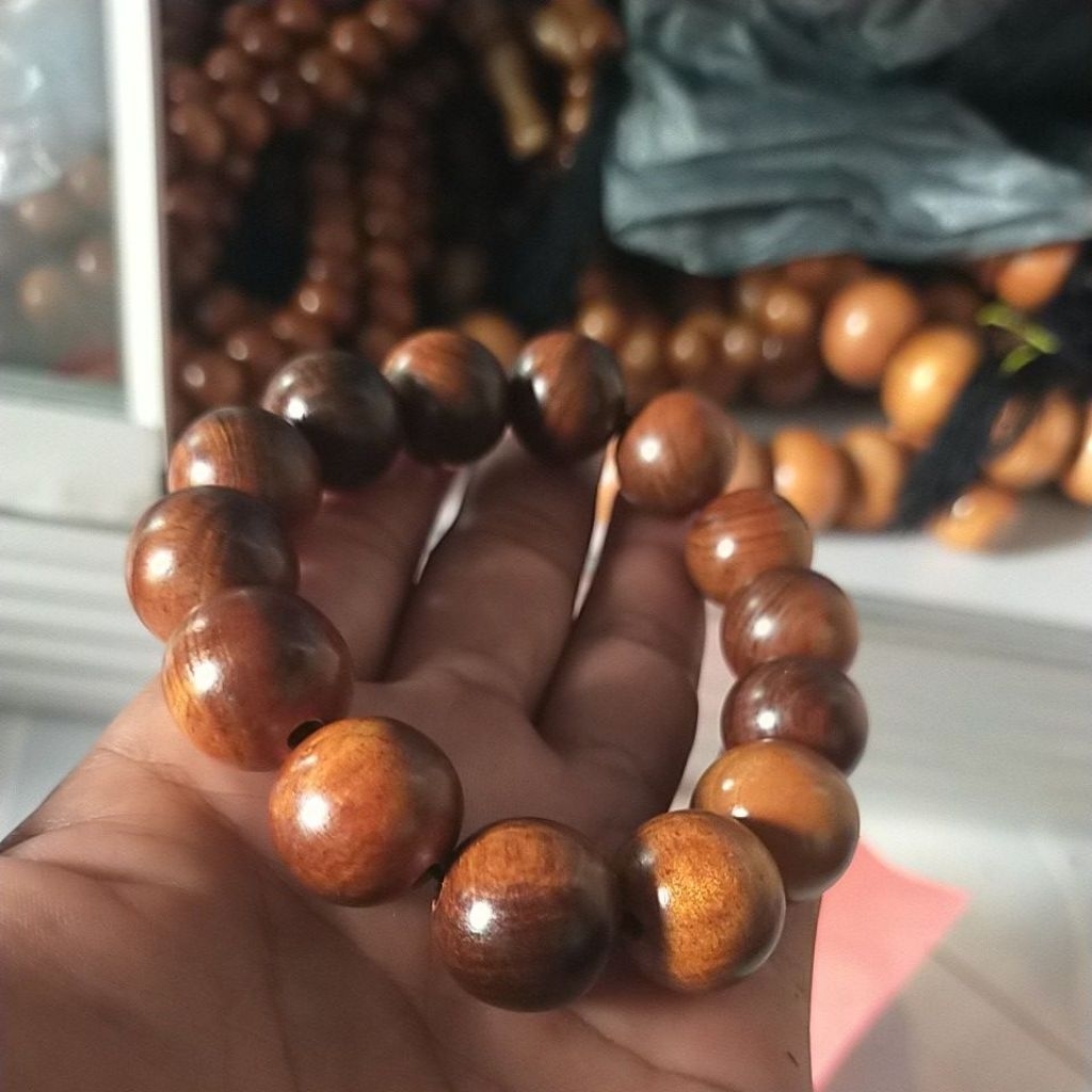 gelang tasbih jumbo gelang kayu gaharu 15mm