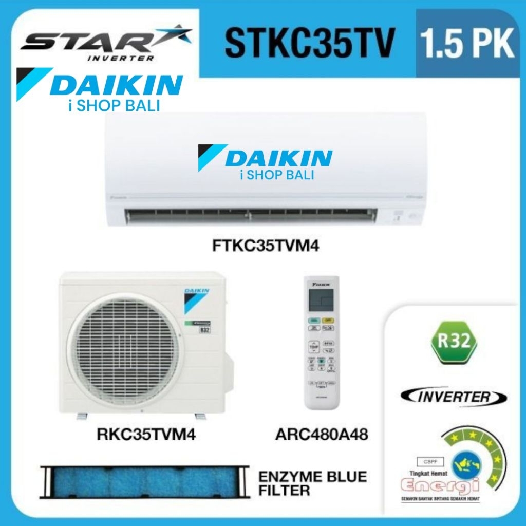 Ac Daikin Thailand Star inverter 1.5 Pk FTKC35TV Ac Daikin 1 1/2 Pk