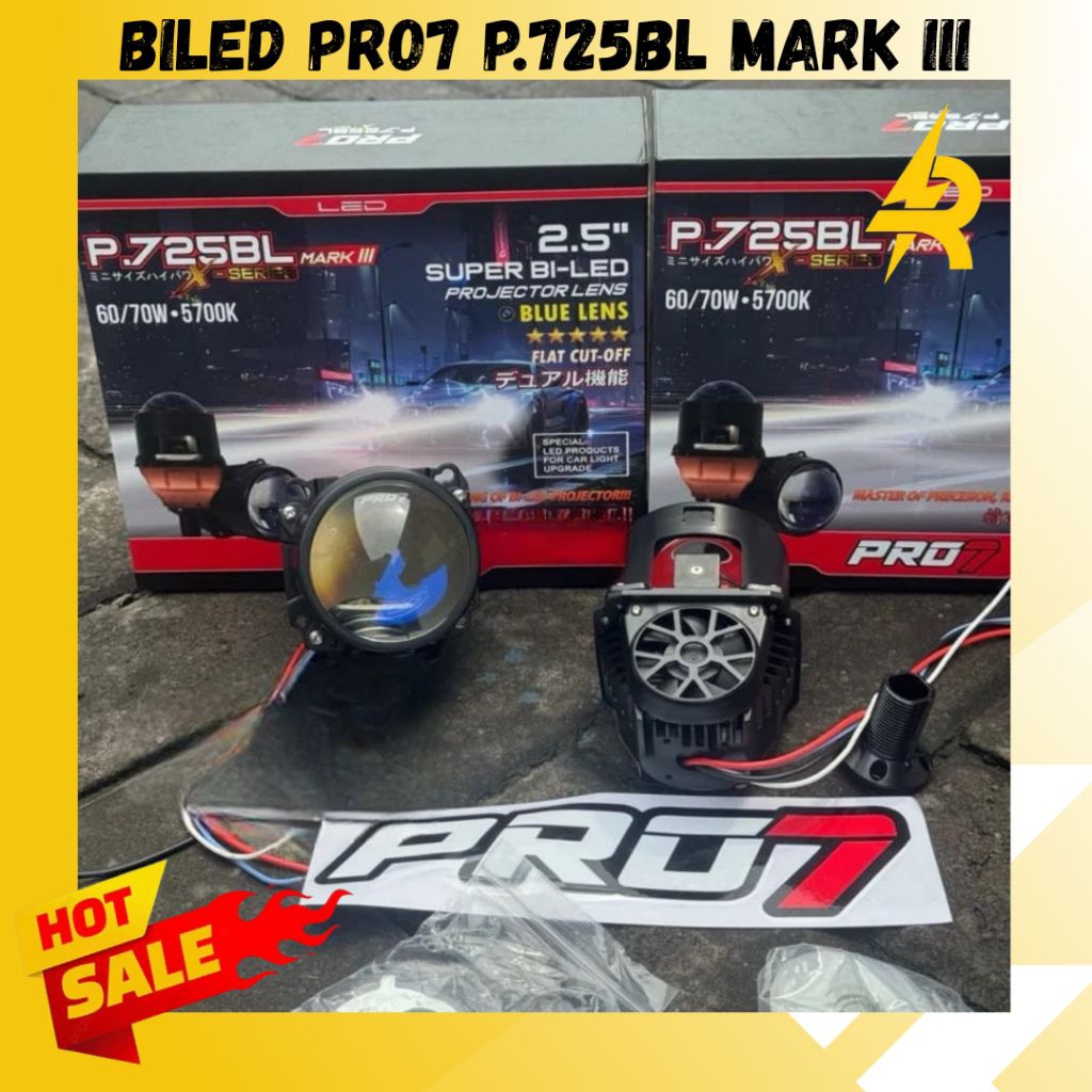 BILED PROJECTOR PRO7 P725BL/ LAMPU BILED P725BL MARK III BLUE LENS 60/70watt