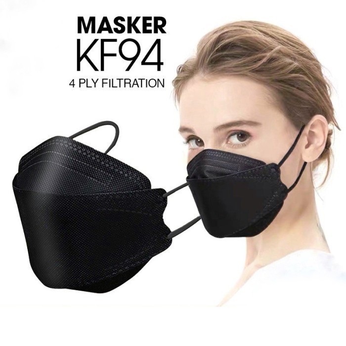 MASKER KF94 BLACK - MASKER KOREA 4PLY EARLOOP HITAM KF 94 - KF94 HITAM