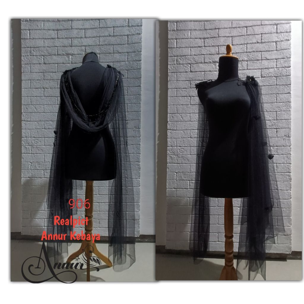 906 Realpict selendang kebaya hiasan kebaya hiasan bahu variasi bahu drapery kebaya hiasan gaun vari