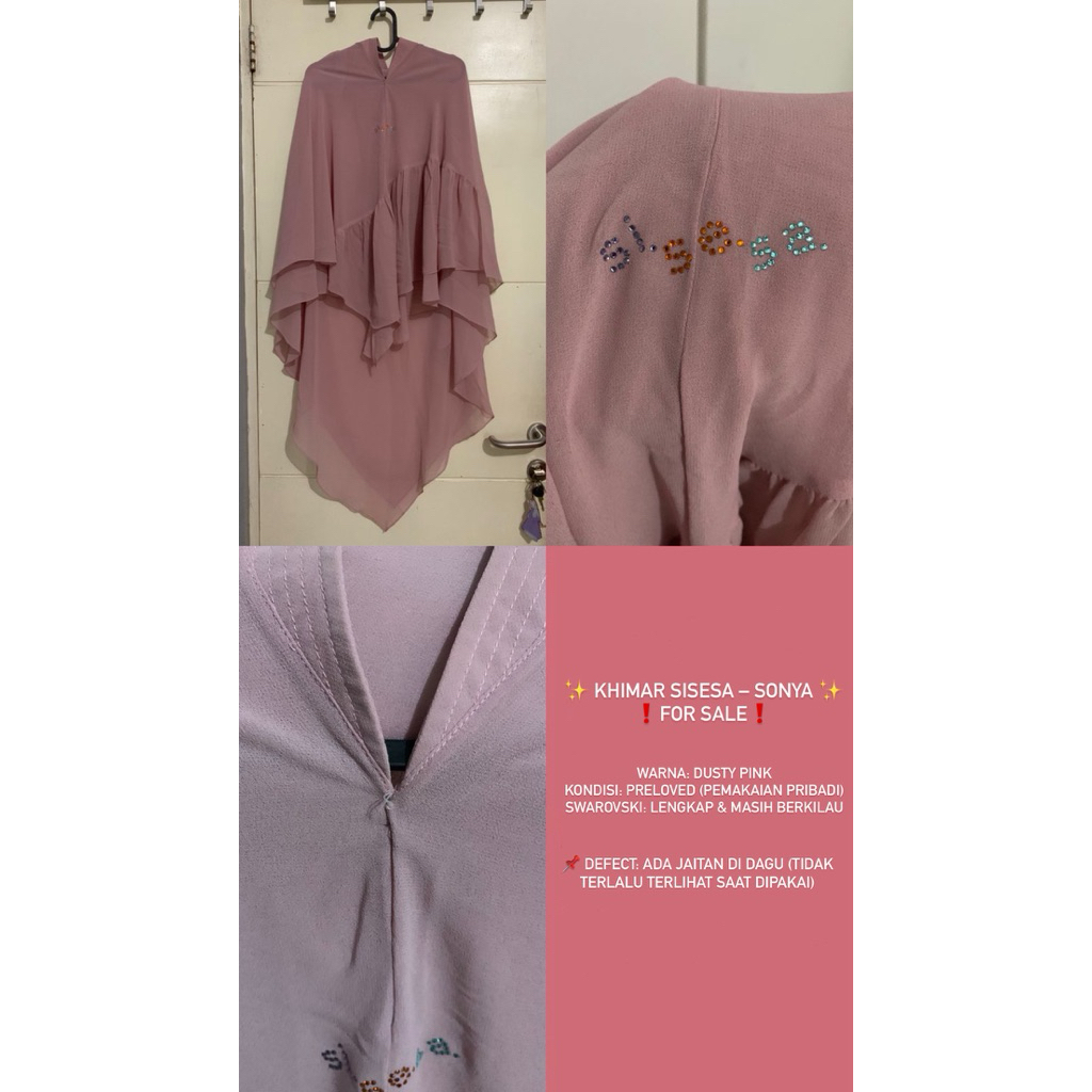 SPECIAL BUNDLING FOR 2 PRELOVED KHIMAR SISESA - DUSTY PINK SONYA & GREEN SAGE SHORT NAOMI