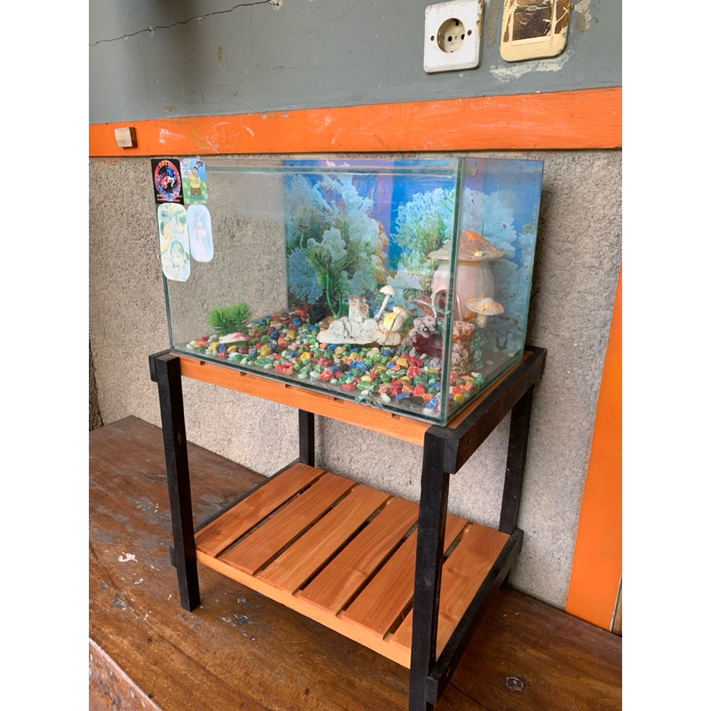 Rak akuarium dua tingkat size 40x30Cm dan 40x60Cm