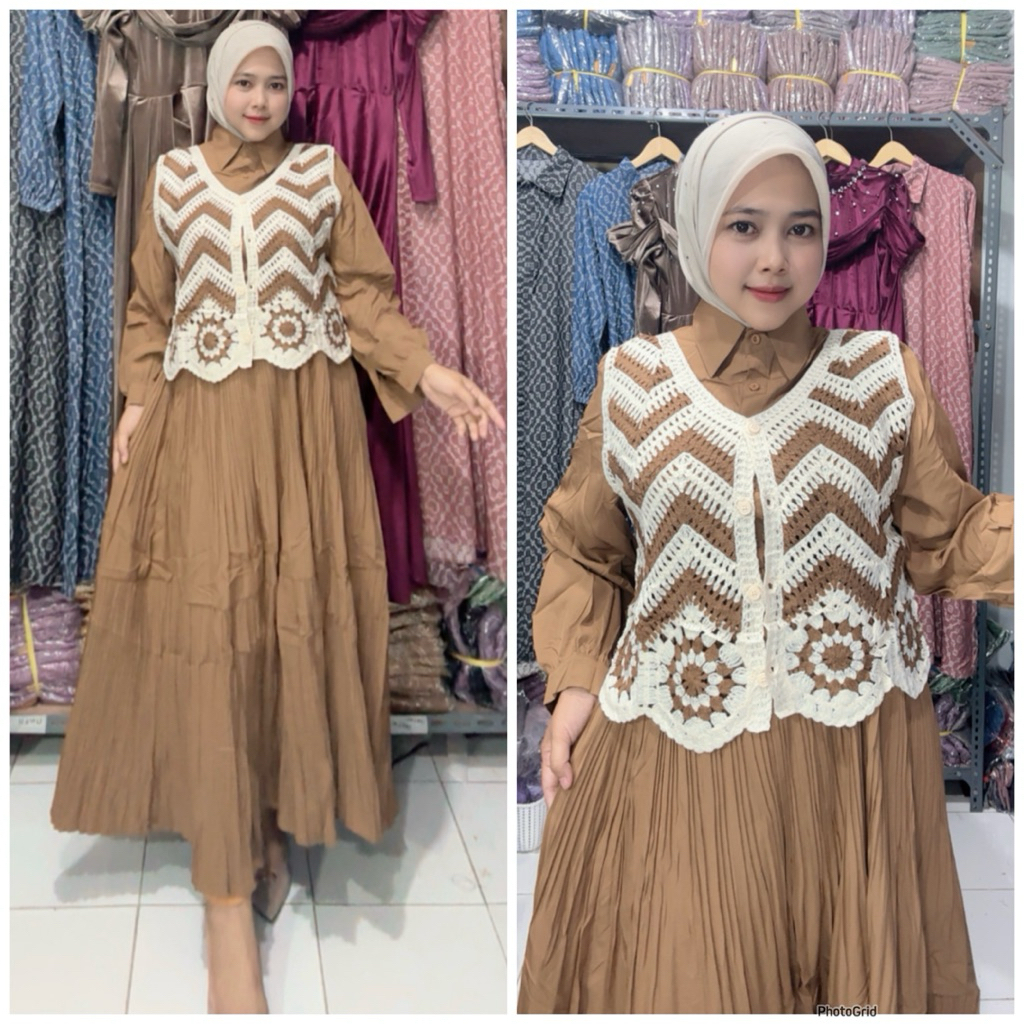 Dress set rompi // dress tutu // midi dress // set rompi lepas pasang