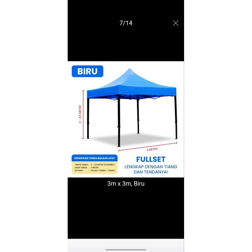 Tenda Premium Lipat Anti Gores & Air, Melindungi dari Panas dan Hujan untuk Outdoor Like New Second 
