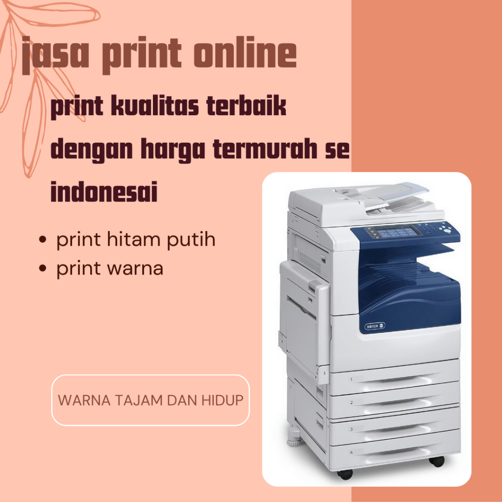 Jasa Print A4 warna F4 print cetak TerMurah Online hitam putih A5 berwarna fotocopy print buku