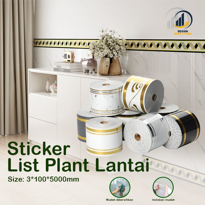 List Wallpaper Dinding Plint Lantai Tempel 10cm x 500cm PVC Stiker Foam Skirting Bawah