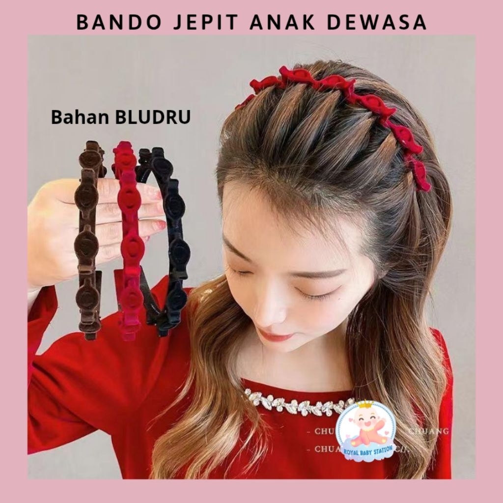 Bando Jepit Bludru Anak Dewasa Model Korea