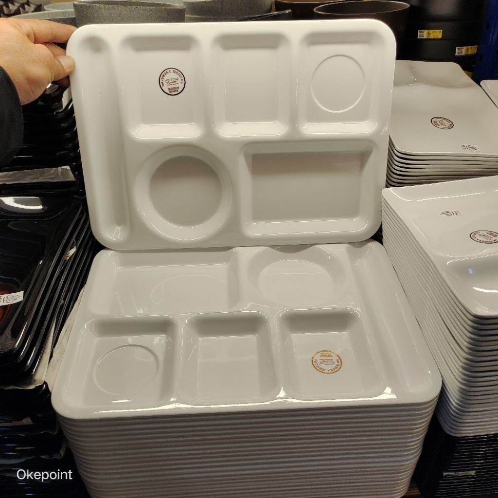 Piring Makan 6 Sekat 14 Inch Melamin Golden Dragon PC2214 Original Premium