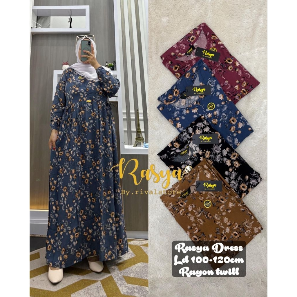 MIDI DRESS RAYON TWILL ARMANY MOTIF BUNGA