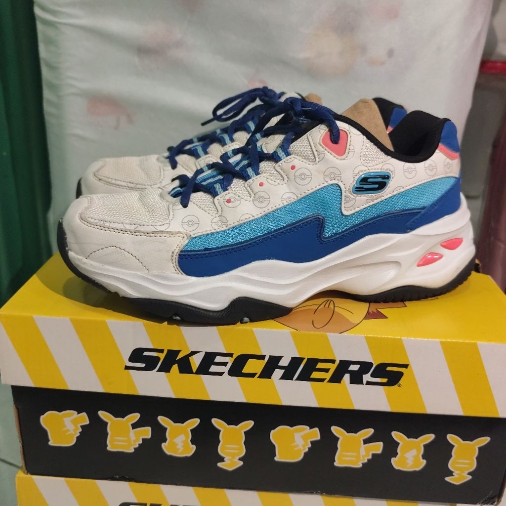Sepatu Skechers D'Lites (Pokemon) White/Blue