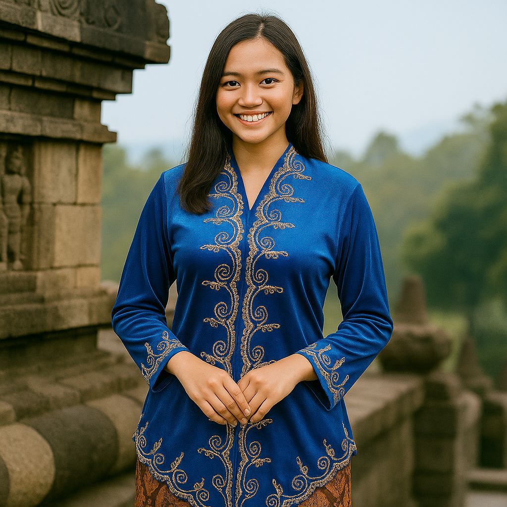 Baju Kebaya Wanita Kartini Bahan Bludru Bordir Adat Jawa