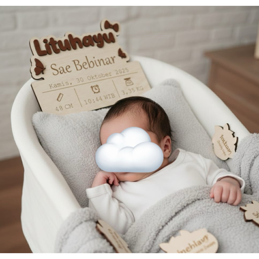 BABY BOARD BINAR | Papan Nama Bayi Kayu