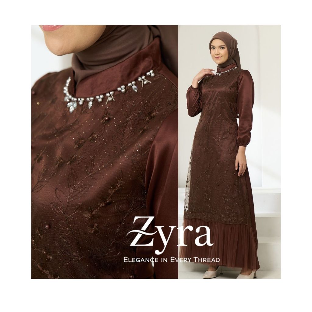 DRESS ALEEYA PESTA KONDANGAN | Lengan Puff Brokat Payet Mutiara | Maxi Dress Lamaran Mewah