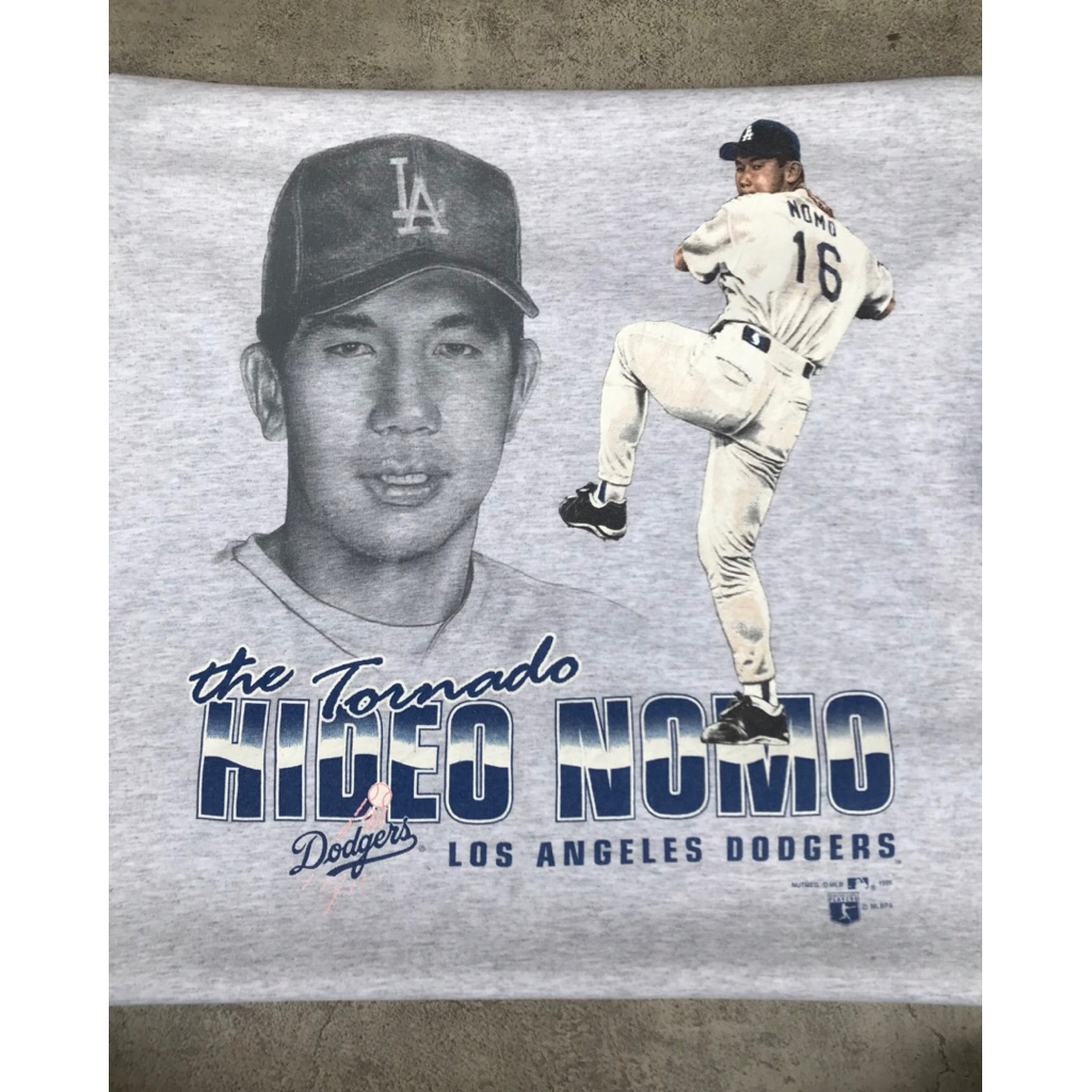 Kaos Vintage by Nuttmeg 1995 Hideo Nomo Dodgers Officials tee Grey sz Large