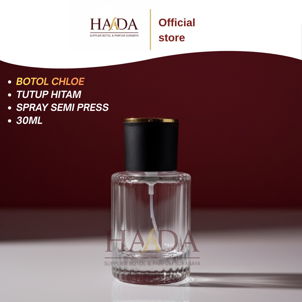 BOTOL PARFUM CHLOE 30ml - SEMI PRESS- TUTUP HITAM - BOTOL KOSONG