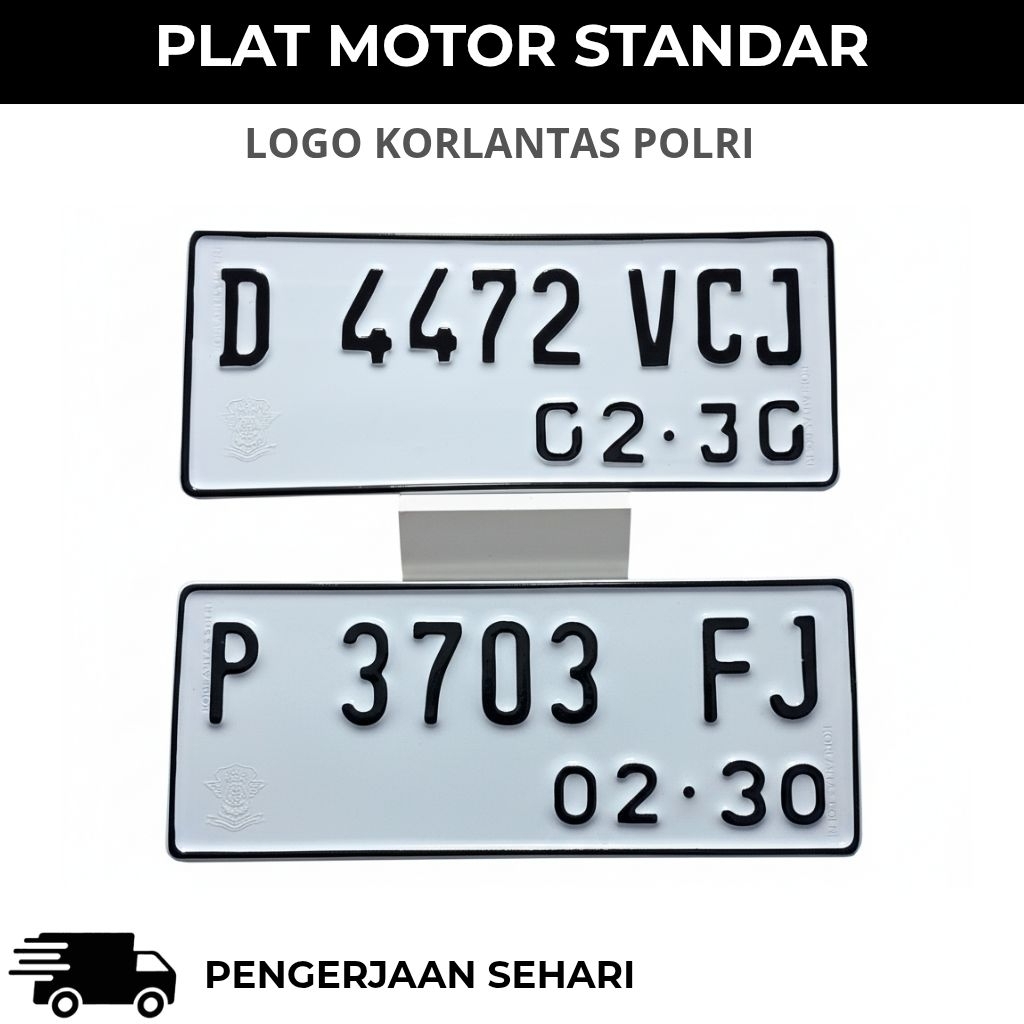 Plat Motor Standar Samsat - Logo Polri - Plat Motor Standar - Plat Motor Custom - Plat Nomor Motor