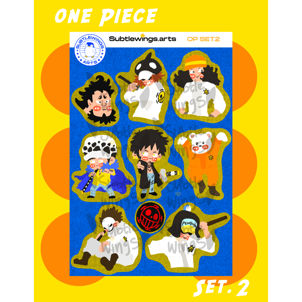 One Piece Series 2 Stickers | Heart pirates Law Bepo Penguin Shachi Ikkaku Hakugan Jean Bart
