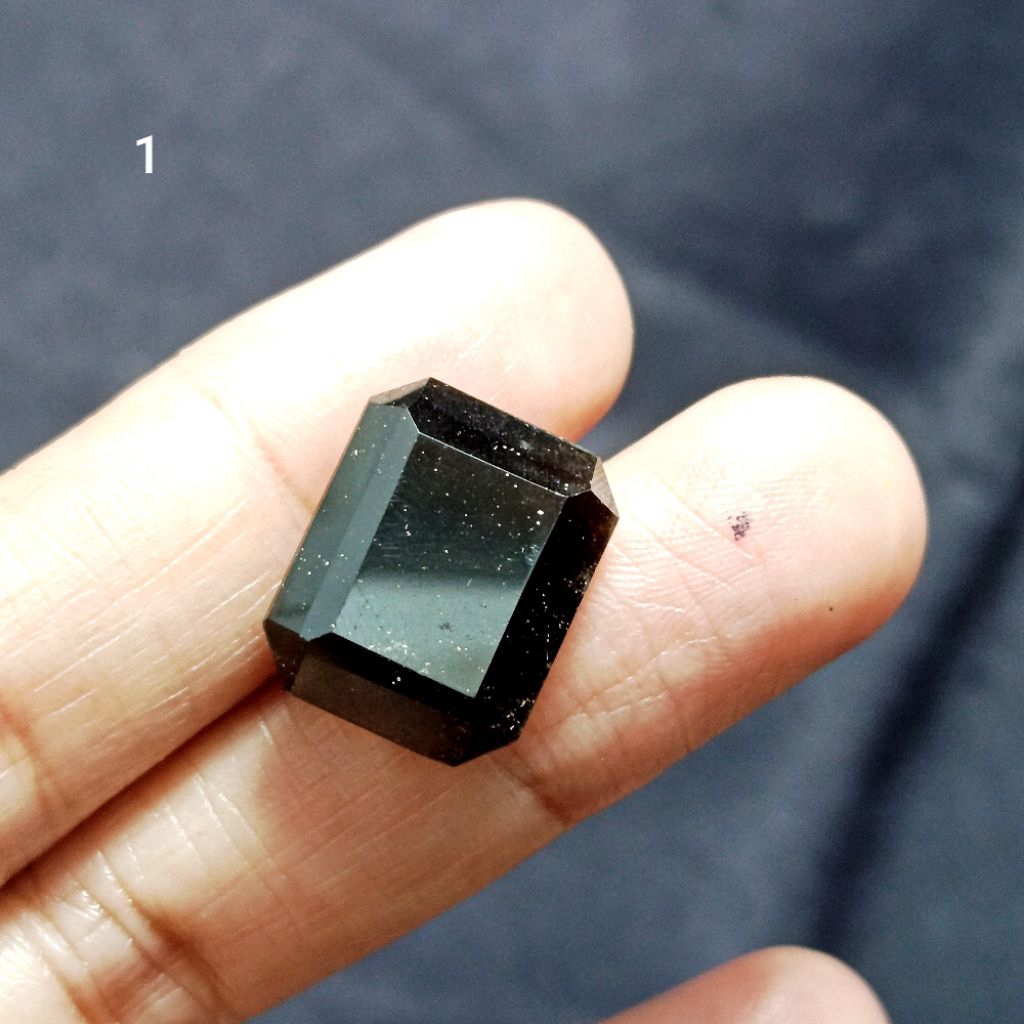 Kecubung kopi atau smoky quartz octagon / kotak (B) batu natural akik kalimantan, kating Kotak