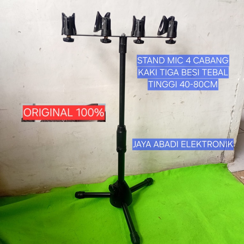 H76 STAND MIC 4 CABANG 4IN1 KAKI TIGA BESI TEBAL TINGGI 40 80 CM UNIVERSAL SEMUA MIC BAHAN IMPORT PR