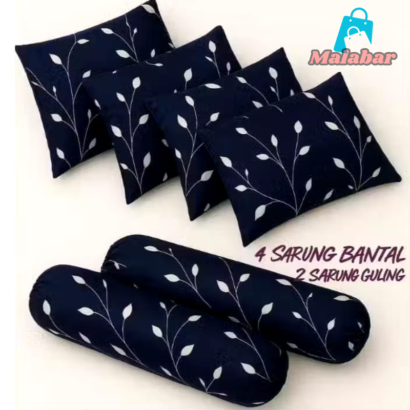 sarung Bantal Guling 6 Pcs Motif Bunga Mawar Tulip Matahari Kamboja Warna Hitam Merah Kuning Hijau