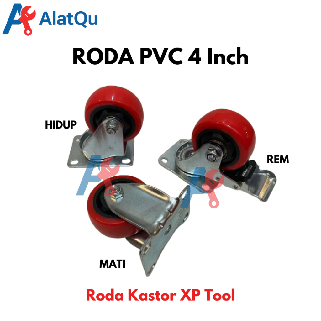 Roda PVC 4" Inch (Mati Hidup Rem) Roda Kastor Troli Wheel Gerobak