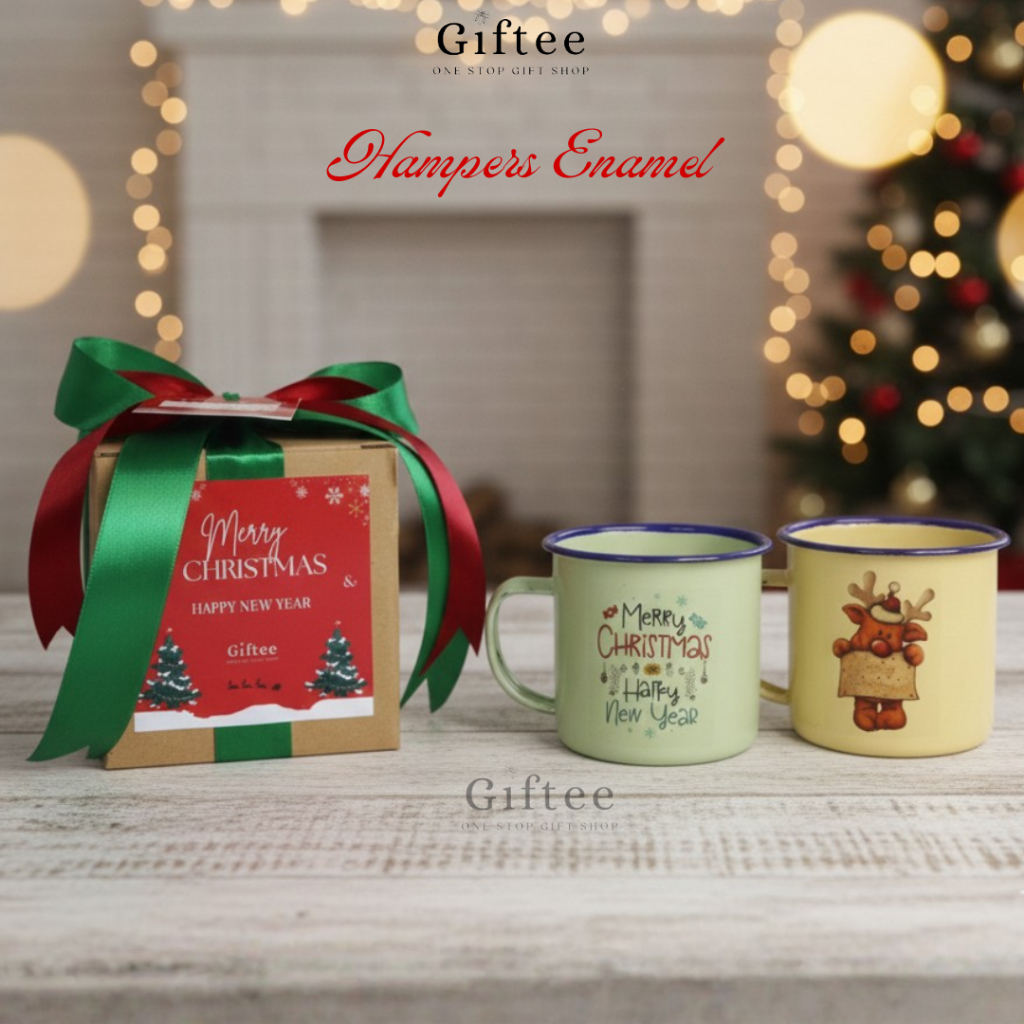 HAMPERS NATAL CANGKIR ENAMEL CHRISTMAS GIFT GELAS MUG KADO HADIAH SOUVENIR