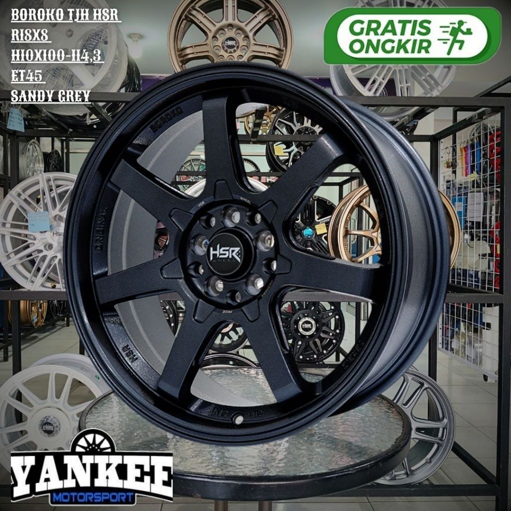 Velg Racing Mobil Ring 18 Boroko TJH HSR Sandy Grey Pelek R18 untuk Mobil New Avanza,Wrv,Civic