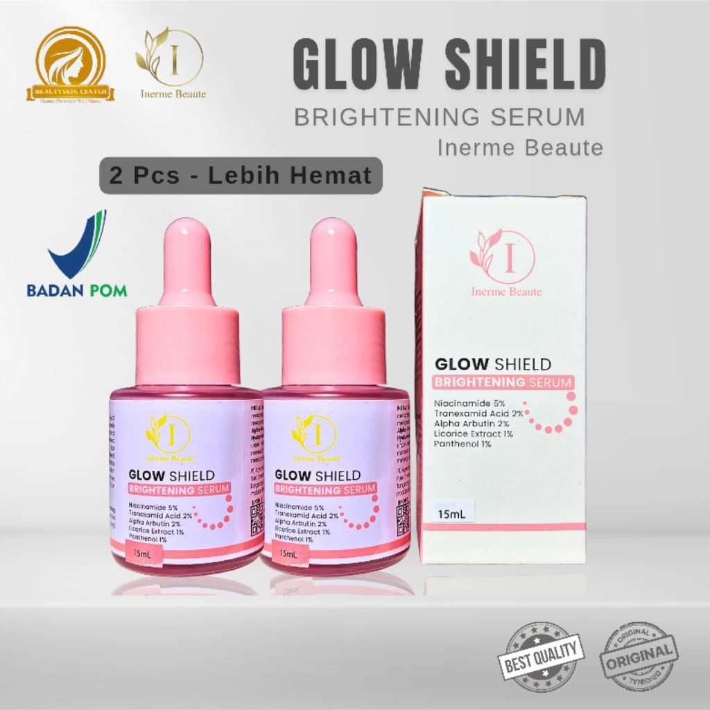 [2- Pcs Lebih Hemat] Glow Shield Brightening Serum Inerme Beaute Beaute Glowing Skincare Paket Bundl
