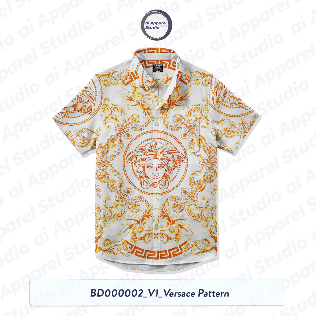 Kemeja Unisex Lengan Pendek Vibrant Bahan Polymicron BD000002 Motif Versace (Unofficial)