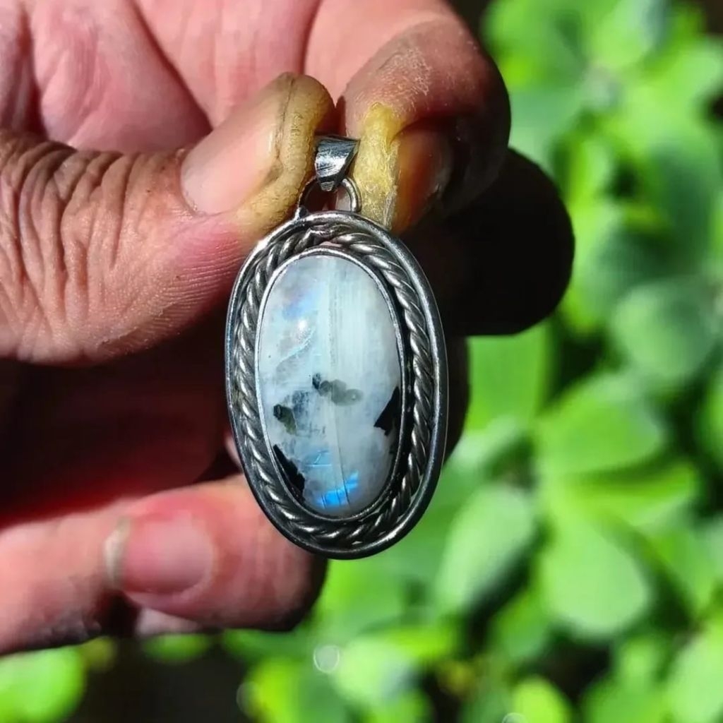 Liontin Ring Alpaka Batu Biduri Bulan