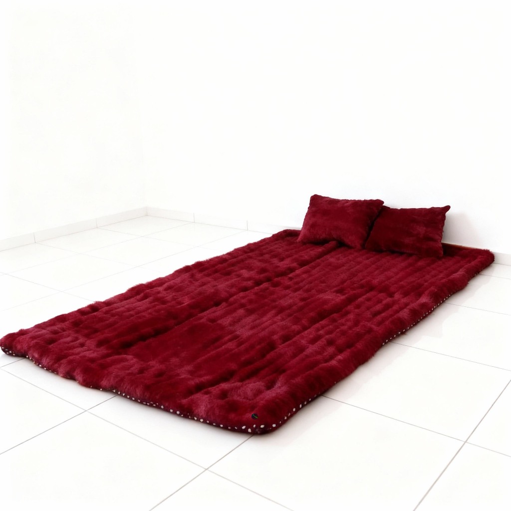 Kasur Lantai Cimol Bulu Boneka Jenis Rasfur Ukuran 100 X 160 Cm Gratis 2 Bantal