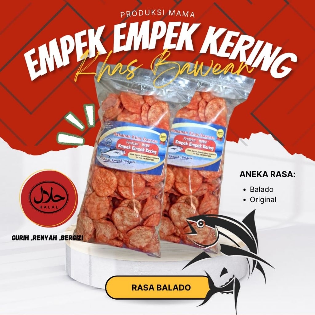 pempek kering rasa balado pedas khas bawean 250 gr