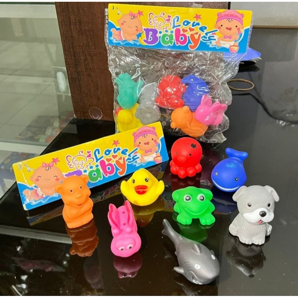 Mainan Vinil Bebek Dan Kodok, Dog, Hiu, Gurita, Paus, Mainan Karet Mandi Anak