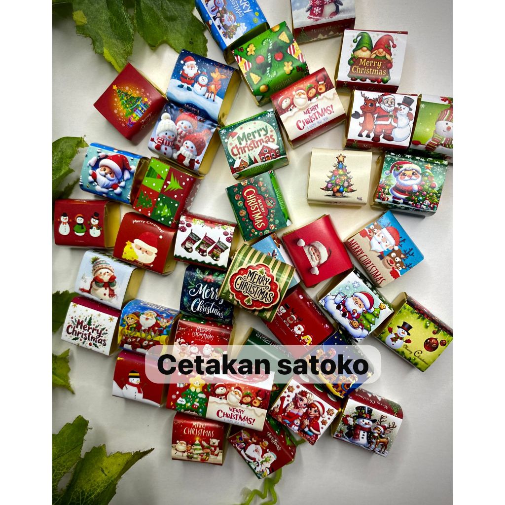 Wrapper Bungkus Coklat Dadu Tema Natal