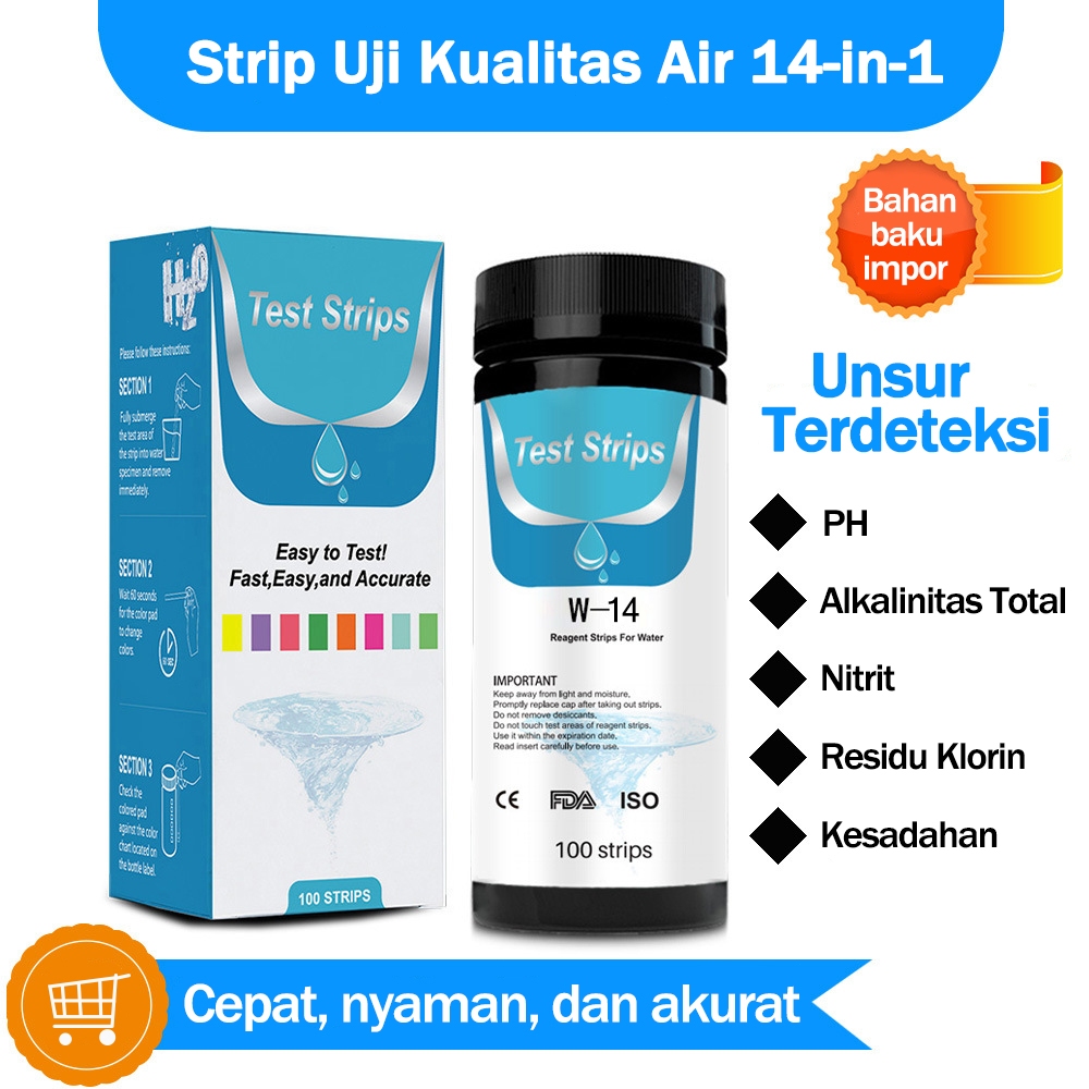 Alat ukur ph air 14in1 alat cek ph air 50PCS cek ph air / alat pengukur ph air minum alat tes air