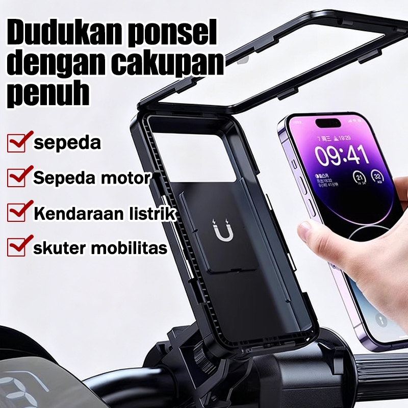 Holder hp motor rotasi 360° waterproof anti air stand hp motor stand holder hp di motor