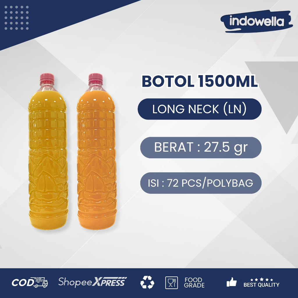 BOTOL PLASTIK 1500 ml / botol PET 1,5 Liter / botol minum plastik - Bening